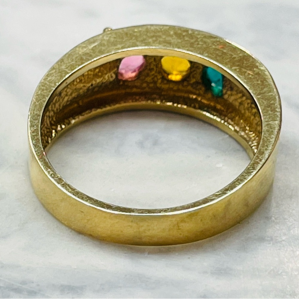 Vintage Gold Plated Birthstone mothers Band Ring Sz 6.25 Vintage Statement Y2K - Picture 7 of 12